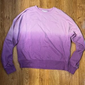 Champion, Purple Faded, Crewneck Sweatshirt, Size Medium